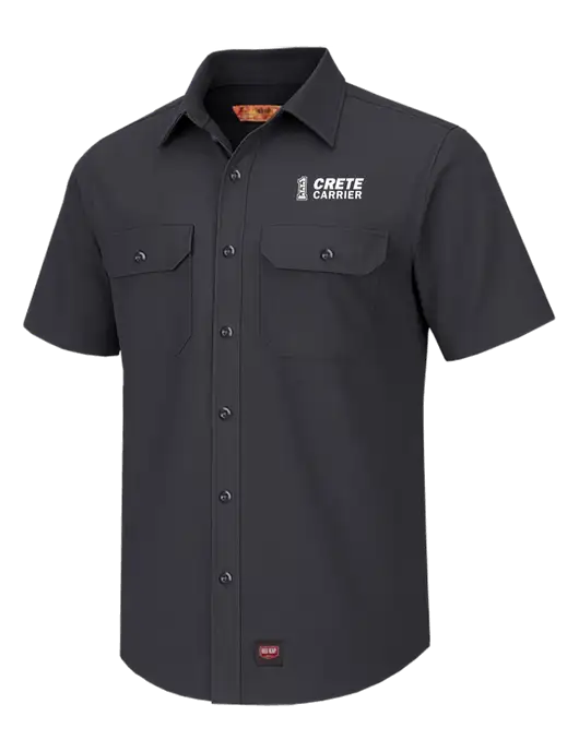 Red Kap Charcoal Short Sleeve Solid Ripstop Shirt w/Crete Carrier Logo