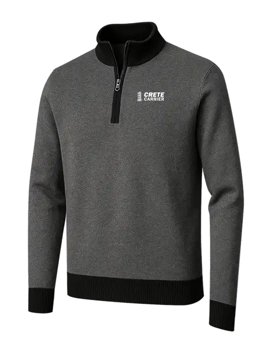 Brooks Brothers Black/Dark Grey Washable Merino Birdseye 1/4-Zip Sweater w/Crete Carrier Logo