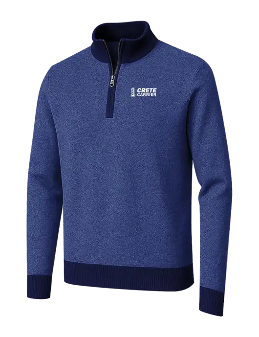 Brooks Brothers Navy/Dark Royal Washable Merino Birdseye 1/4-Zip Sweater w/Crete Carrier Logo