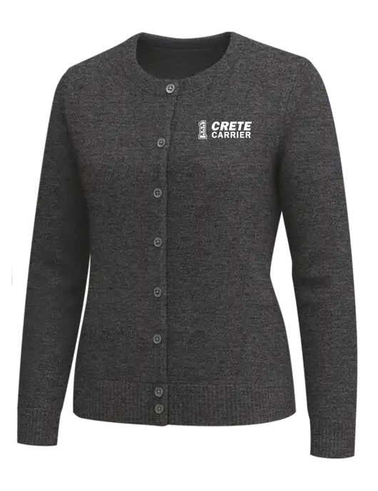 Brooks Brothers Womens Dark Grey Heather Washable Merino Cardigan Sweater w/Crete Carrier Logo