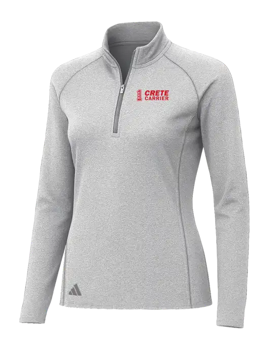 Adidas Womens Light Grey Heather Space Dyed Quarter-Zip Pullover  w/Crete Carrier Logo