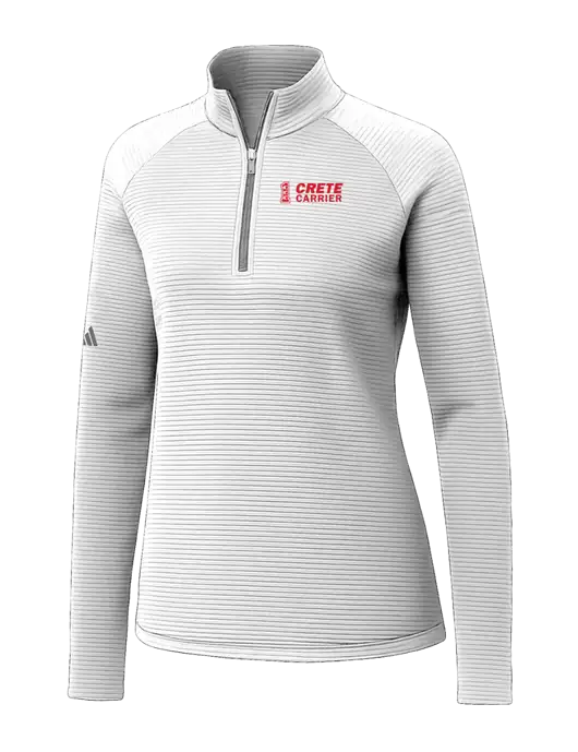 Adidas Womens White Spacer Quarter-Zip Pullover  w/Crete Carrier Logo