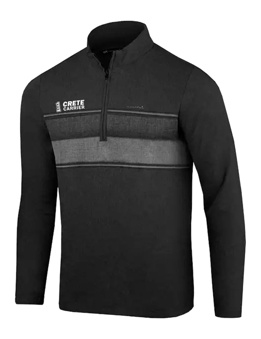 TravisMathew Black Balboa Chest Stripe Quarter Zip w/Crete Carrier Logo