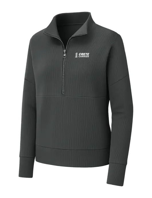 Mercer+Mettle Womens Dark Grey Linear Texture Quarter Zip w/Crete Carrier Logo