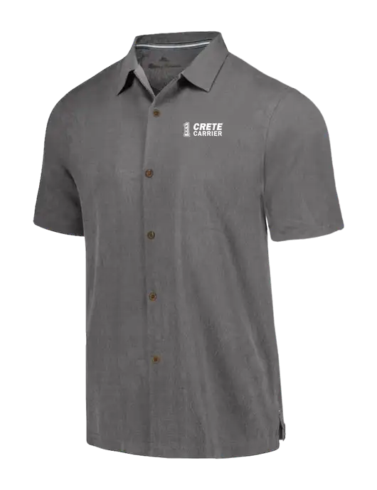 Tommy Bahama Dark Grey Tropic Isles Short Sleeve Shirt w/Crete Carrier Logo