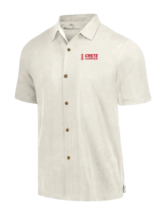 Tommy Bahama Ivory Tropic Isles Short Sleeve Shirt w/Crete Carrier Logo