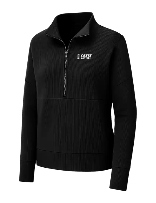 Mercer+Mettle Womens Black Linear Texture Quarter Zip w/Crete Carrier Logo