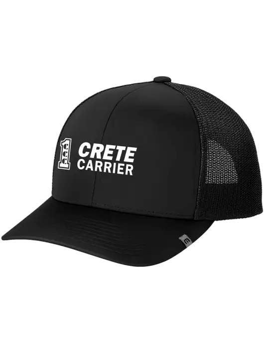 TravisMathew Black Cruz Trucker Cap w/Crete Carrier Logo