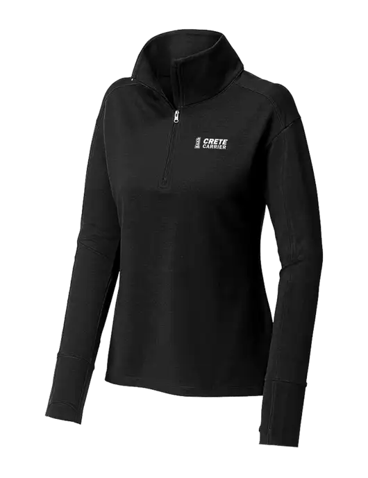 Womens Sport-Wick Flex Fleece Black 1/4-Zip w/Crete Carrier Logo