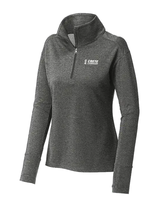 Womens Sport-Wick Flex Fleece Dark Grey Heather 1/4-Zip w/Crete Carrier Logo