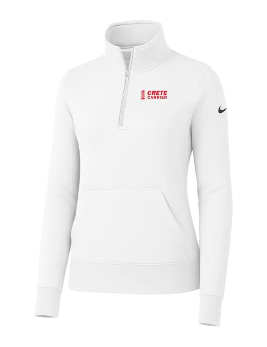 Nike Womens White Club Fleece Sleeve Swoosh 1/2-Zip w/Crete Carrier Logo