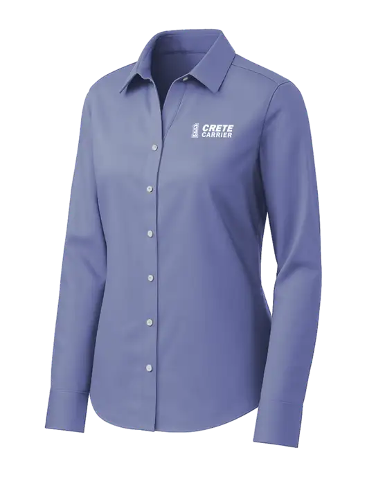 Brooks Brothers Womens Royal Blue Wrinkle-Free Stretch Pinpoint Shirt w/Crete Carrier Logo