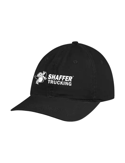 Garment Washed Unstructured Twill Black Cap w/Shaffer Trucking Logo