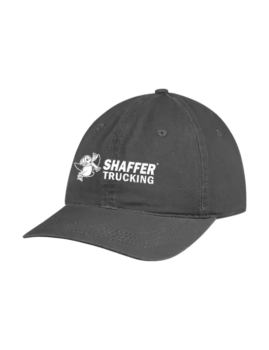 Garment Washed Unstructured Twill Charcoal Cap w/Shaffer Trucking Logo