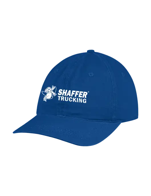 Garment Washed Unstructured Twill Royal Cap w/Shaffer Trucking Logo