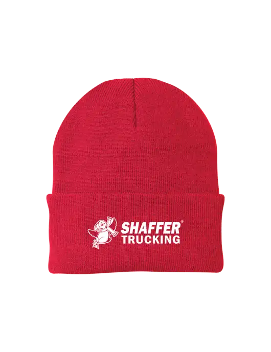 Red Knit Cap w/Shaffer Trucking Logo