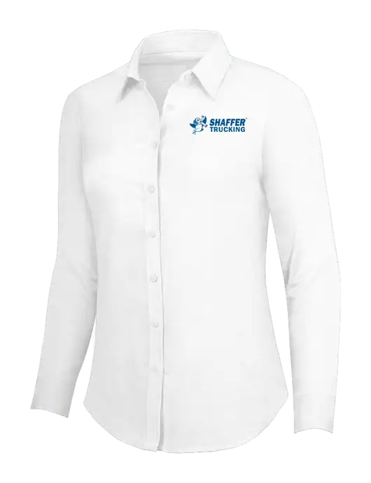 White Womens SuperPro Oxford Shirt w/Shaffer Trucking Logo