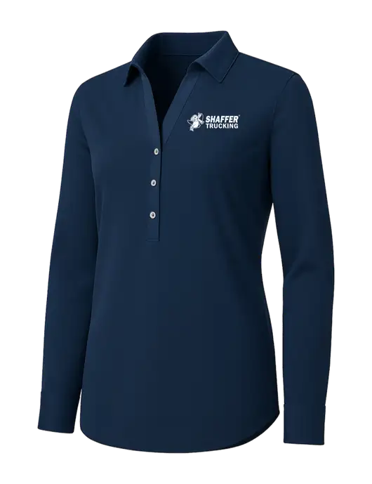 Womens Navy City Stretch Shirt w/Shaffer Trucking Logo