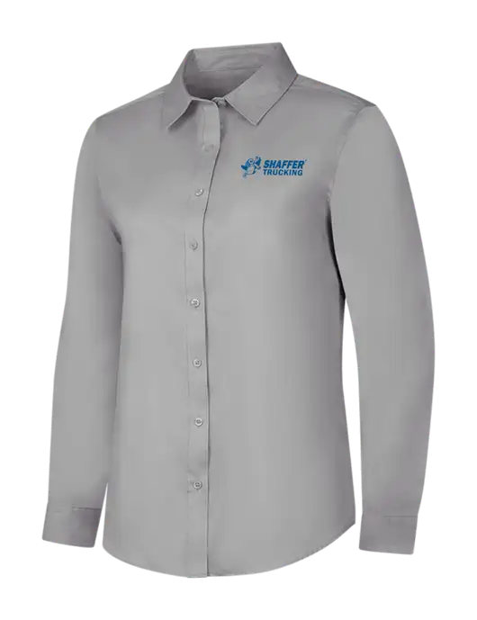 Light Grey Womens Long Sleeve Superpro React Twill Shirt w/Shaffer Trucking Logo