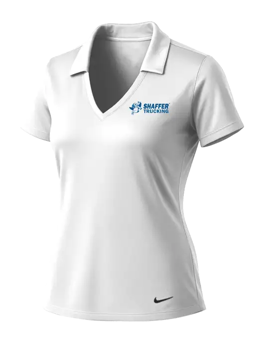NIKE White Womens Dri-Fit Vertical Mesh Polo w/Shaffer Trucking Logo
