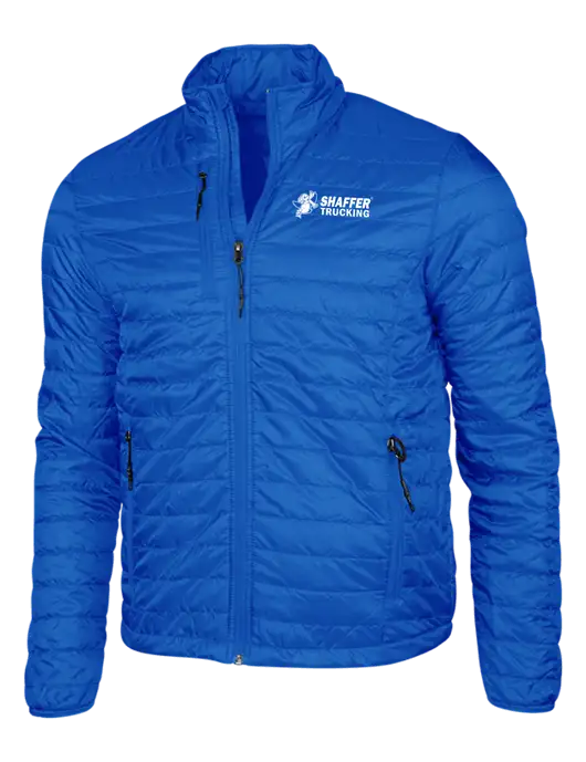 Dark Royal Blue Puffy Packable Jacket w/Shaffer Trucking Logo