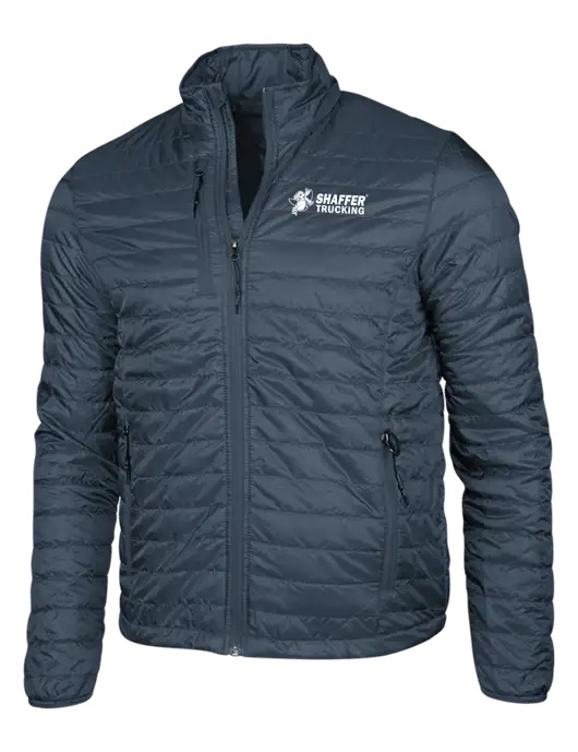 Navy Puffy Packable Jacket w/Shaffer Trucking Logo