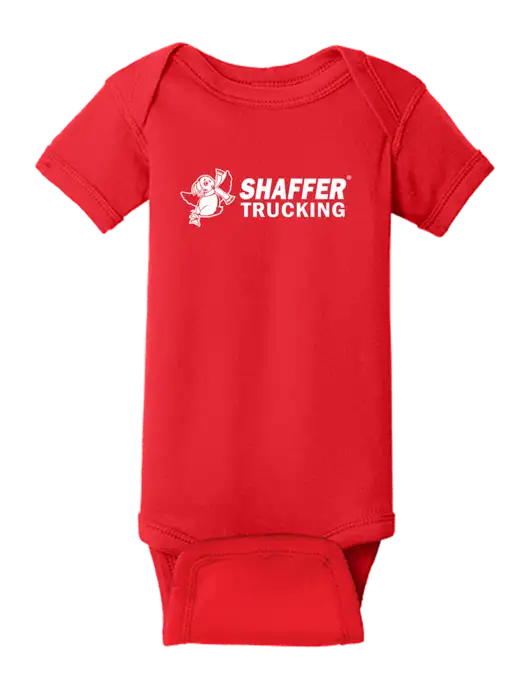 Rabbit Skins Red Infant Short Sleeve Baby Rib Bodysuit w/Shaffer Trucking Logo