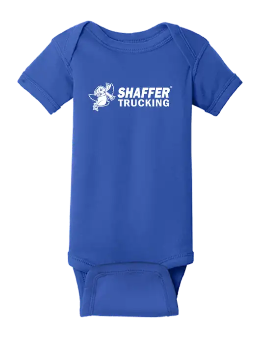 Rabbit Skins Royal Infant Short Sleeve Baby Rib Bodysuit w/Shaffer Trucking Logo