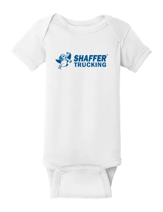 Rabbit Skins White Infant Short Sleeve Baby Rib Bodysuit w/Shaffer Trucking Logo