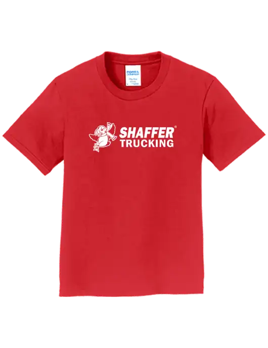 Youth Ring Spun Bright Red 4.5 oz T-Shirt w/Shaffer Trucking Logo