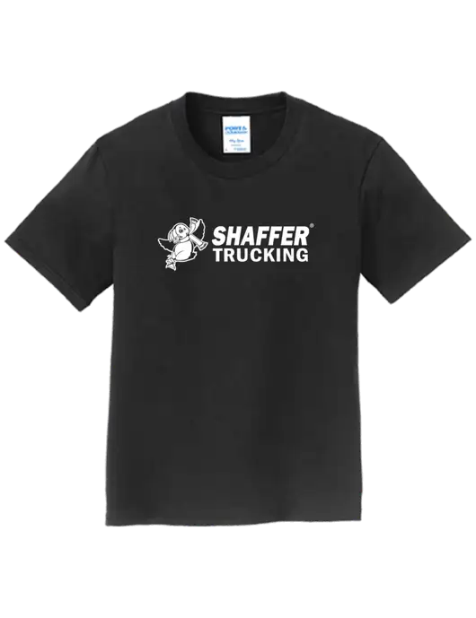 Youth Ring Spun Jet Black 4.5 oz T-Shirt w/Shaffer Trucking Logo