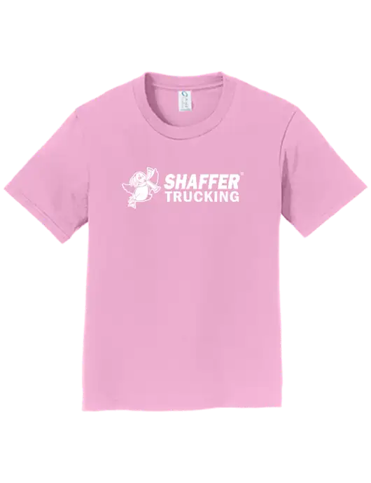 Youth Ring Spun Candy Pink 4.5 oz T-Shirt w/Shaffer Trucking Logo