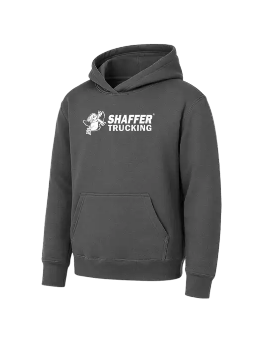 Youth Charcoal 7.8 oz Pullover Hooded Sweatshirt w/Shaffer Trucking Logo
