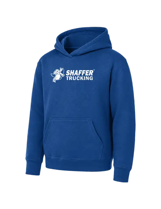 Youth Royal 7.8 oz Pullover Hooded Sweatshirt w/Shaffer Trucking Logo