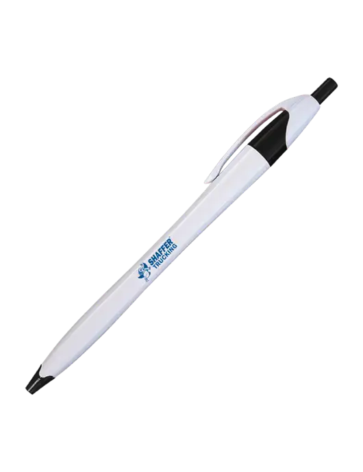 Novella White/Black Classic Pen - Blue Ink w/Shaffer Trucking Logo