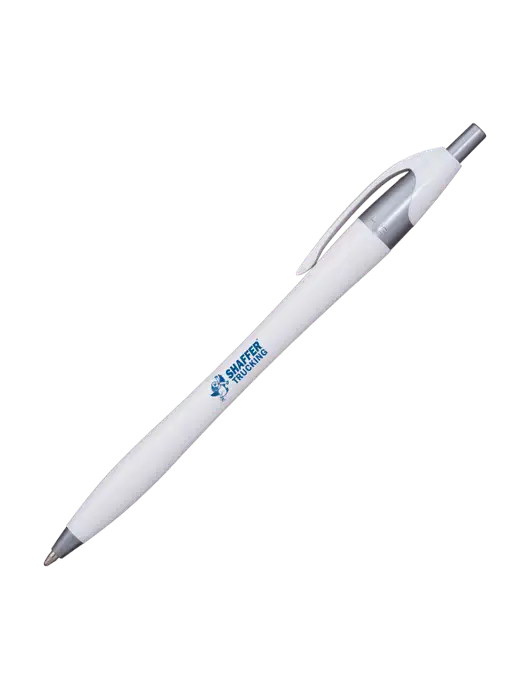 Novella White/Silver Shimmer Pen - Blue Ink w/Shaffer Trucking Logo