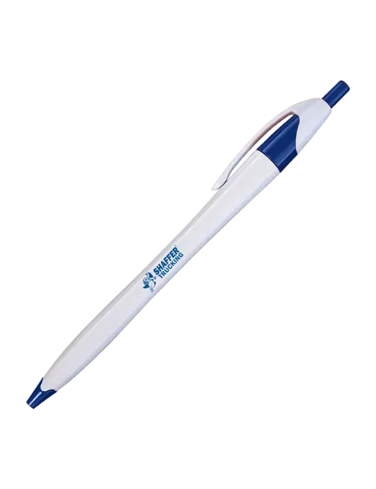 Novella White/Royal Classic Pen - Blue Ink w/Shaffer Trucking Logo