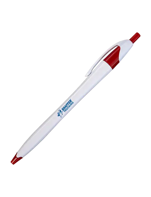 Novella White/Red Classic Pen - Blue Ink w/Shaffer Trucking Logo