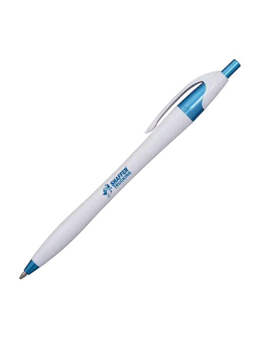 Novella White/Blue Shimmer Pen - Blue Ink w/Shaffer Trucking Logo
