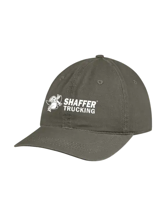Garment Washed Unstructured Twill Olive Cap w/Shaffer Trucking Logo