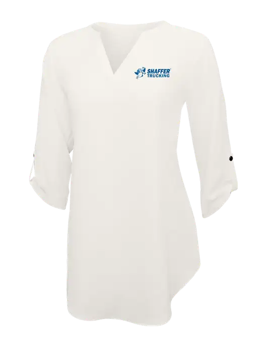 Ivory Womens 3/4 Sleeve Tunic Blouse w/Shaffer Trucking Logo