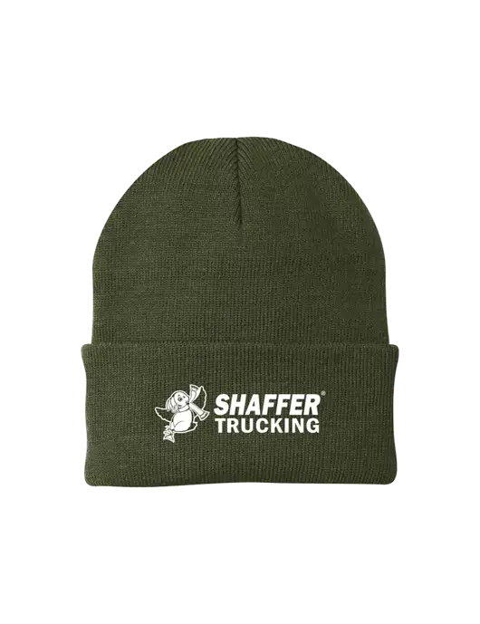 Dark Olive Green Knit Cap w/Shaffer Trucking Logo