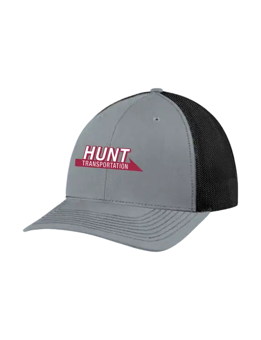 Richardson Adjustable Snapback Original 112 Trucker Cap Heather Grey w/Black Mesh w/Hunt Transportation Logo