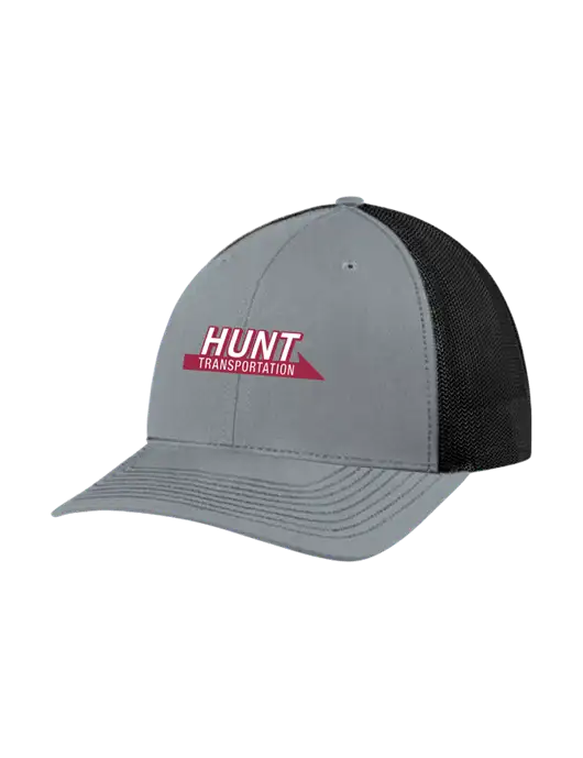 Richardson Adjustable Snapback Original 112 Trucker Cap Heather Grey w/Black Mesh w/Hunt Transportation Logo