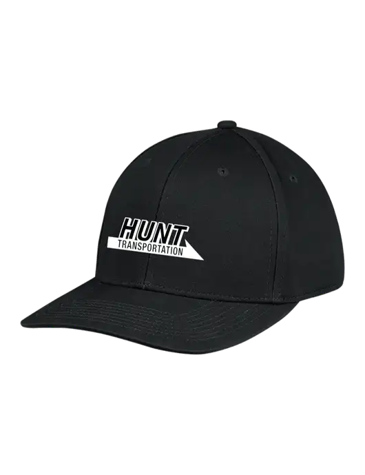 Premium Modern Structured Twill Black Snapback Cap w/Hunt Transportation Logo