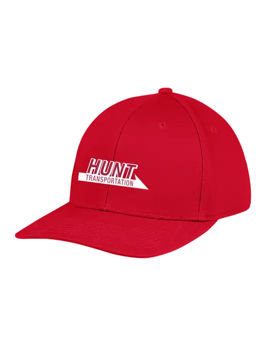 Premium Modern Structured Twill Red Snapback Cap w/Hunt Transportation Logo