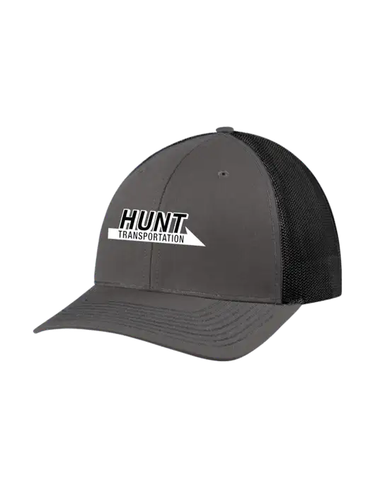 Richardson Adjustable Snapback Original 112 Trucker Cap Dark Grey w/Black Mesh w/Hunt Transportation Logo