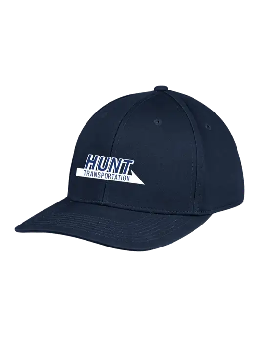 Premium Modern Structured Twill Navy Snapback Cap w/Hunt Transportation Logo