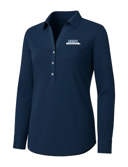 Womens Navy City Stretch Shirt w/Hunt Transportation Logo