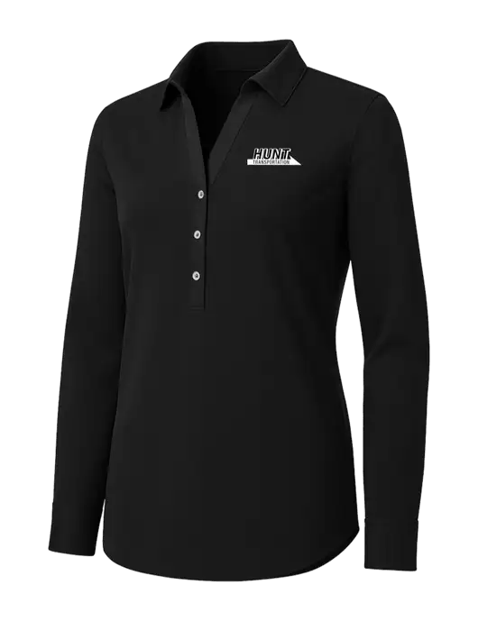 Womens Black City Stretch Shirt w/Hunt Transportation Logo